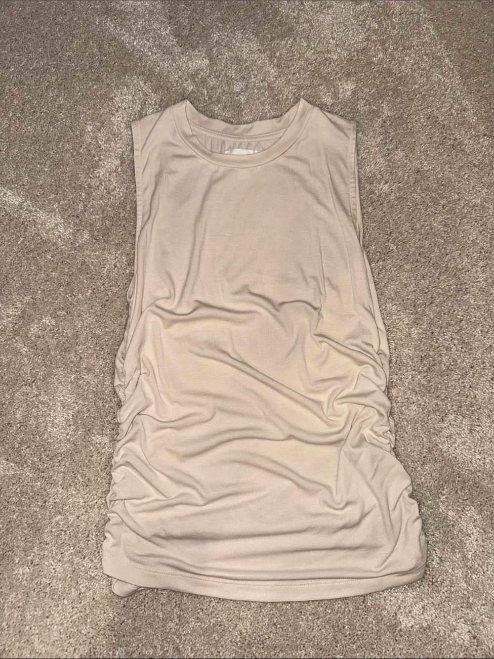 Everly Cream Sleeveless Ruched Muscle Tee